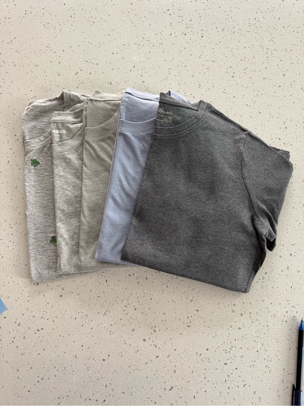Assorted Crewneck Tees in Gray, Light Blue, and Heather